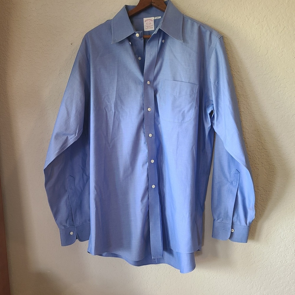 Brooks Brothers Shirt Mens Original Polo 16 - 35 Blue‎ Supima COTTON